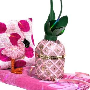 NWT New 3D Pineapple Shaped Clutch Wristlet Pink Crossbody Handbag